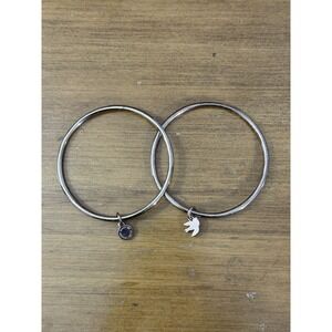Marc By Marc Jacobs Silver‎ Bangle Set Stacking Bracelets Classic Logo Plaque